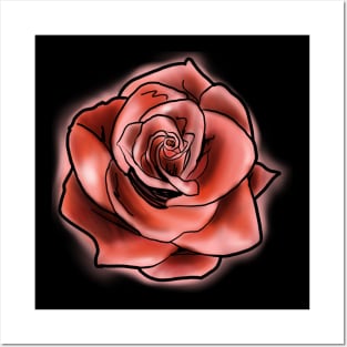 Red Rose Watercolor Art Posters and Art